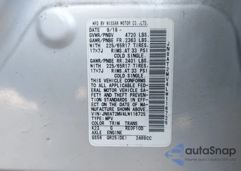 2020 Nissan Rogue Sv Intelligent Awd из США, поврежденный, VIN JN8AT2MV4LW116725